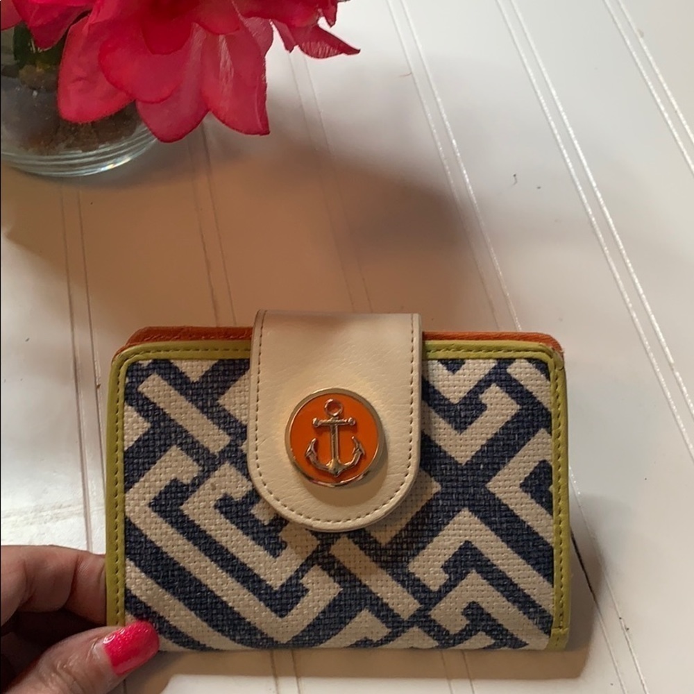 Spartina 449 small wallet blue off white orange